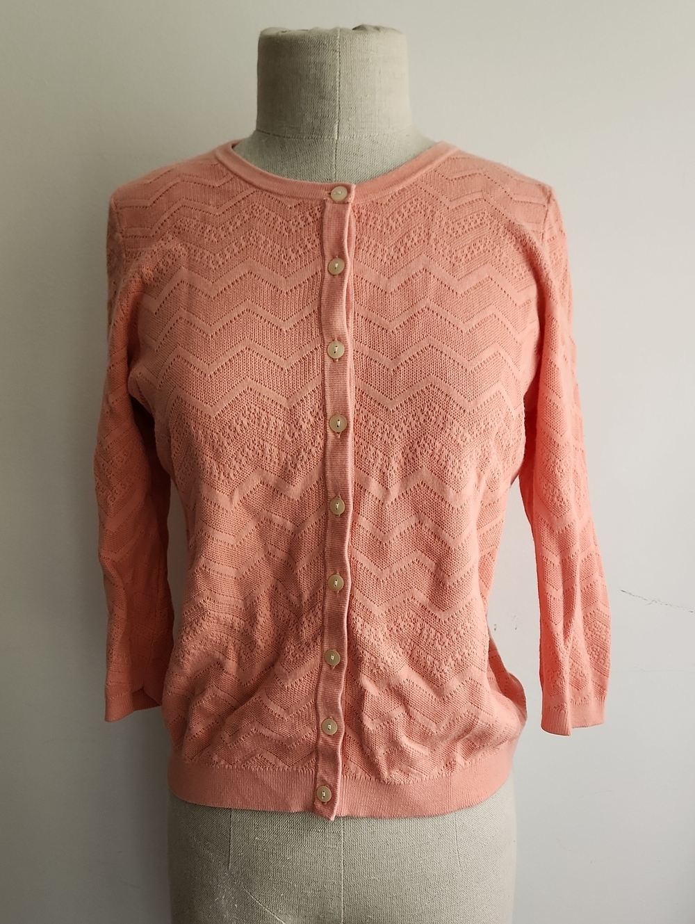 Talbots Coral Chevron Cardigan